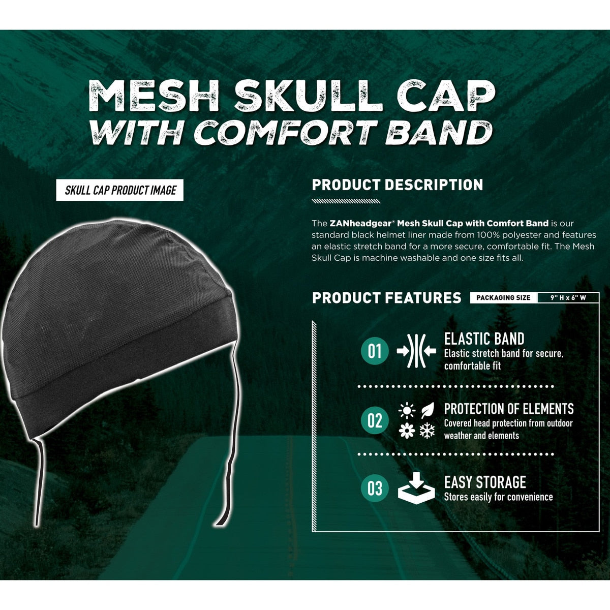 Zan Headgear Nylon Dome Skull Cap ND001